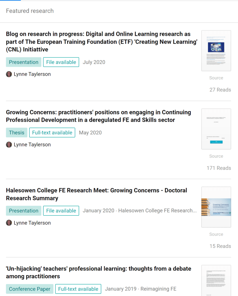 List of publications made freely available under Creative Commons License via ResearchGate.