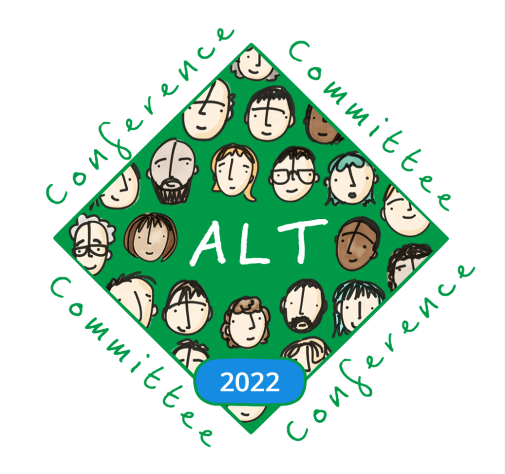 ALT Conference Committee digital badge showing the green diamond-shaped ALT logo with slogan 'ALT Conference Committee 2022'