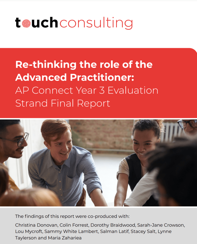 Screen shot of the front page of Rethinking the Role of the Advanced Practitioner Final Report