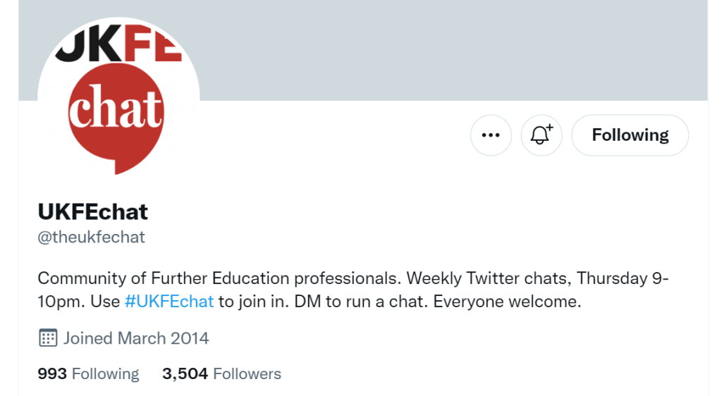 Screenshot of the #ukfechat Twitter site